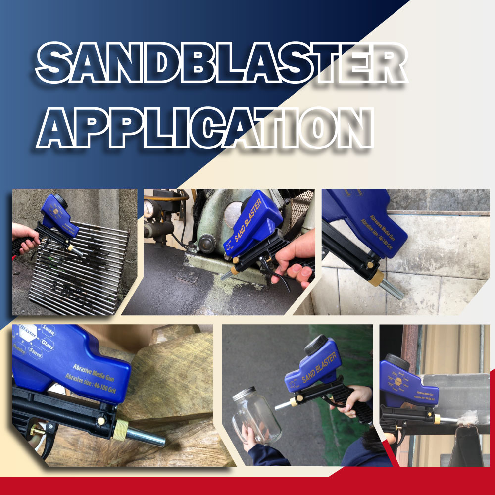 LEMATEC Gravity Feed Sandblasting Gun Air Sandblaster Sand spray gun for rust remove Sandblaster air tools abrasive machine