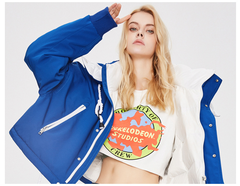 Contarst Color Long Parka Jacket