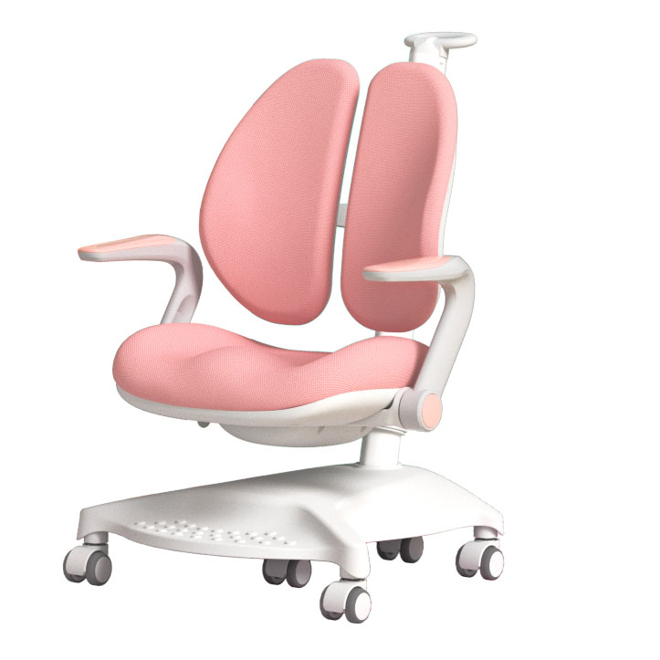 pink desk chair with wheels