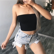 2020 Solid Color Strapless Tank Tops Women Bustier Boob Tube Crop Top Stretch Bralette Bras Pullover Corset Tops Summer