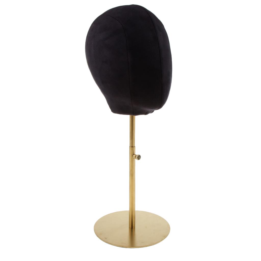 Premium Adjustable Height 21inch Suede Cork Mannequin Head Model Hat Wig Display Stand Rack with Metal Stand- 4 Colors Choose