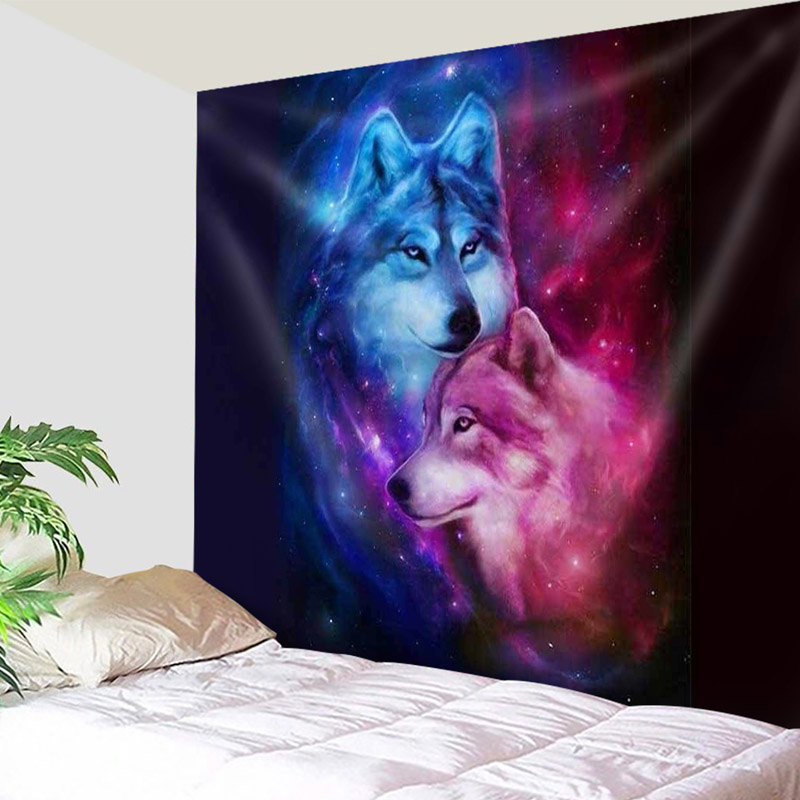 Wolf's Gaze Holy Animals Tapestry Decoration Wall Hanging Wolf Moon Dreamcatcher Tapestry Fire And Ice Wolf Tapestry