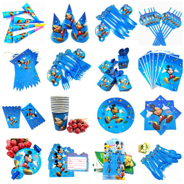 10 Kids Mickey Mouse Happy Birthday Party Supplies Disposable Tableware Festival Decoration Event Favor Gender Reveal Boys Gifts