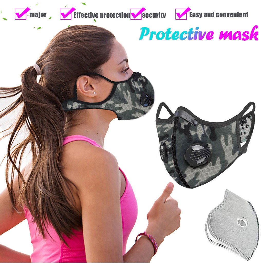 Pink Cycling Masks Women Fashion Protecion Breathable Valves Activated Carbon Filter Mask Nose Adjustable Fasemask Decoration