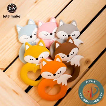 Let's Make 6pcs Baby Teether Tiny Rod Food Grade Silicone Teething For Baby Teeth Cartoon Fox Animals Shape Silicone Teethers