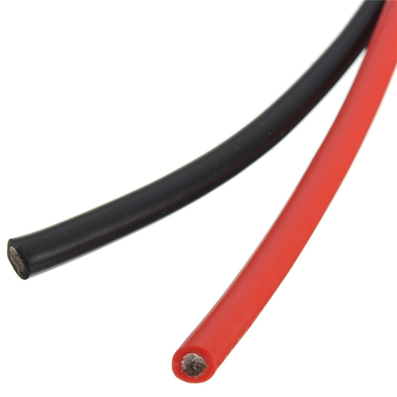 2M Two Wires Silicone Wire SR Wire Flexible Stranded Copper Electrical Cables 1M black+1M red 12/16/18/20/26/28/30AWG