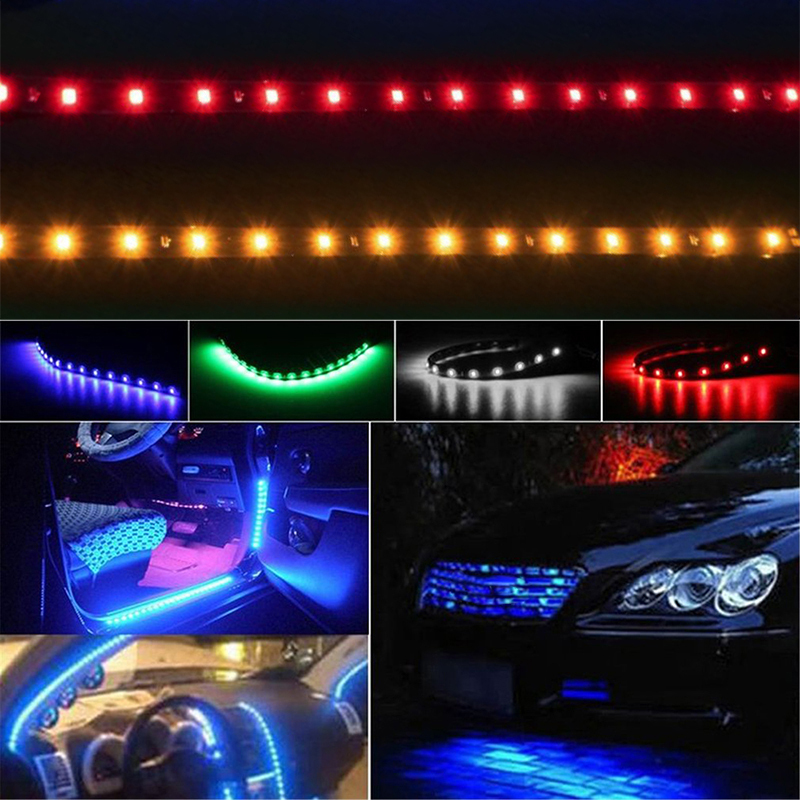 LED Strip Light 12V 6000K Flexible Waterproof Shockproof Lamp Decorative Light Strip Bar Auto Product Car Party Accessories