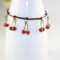 Creative Handmade Jewelry Sweet Small Fresh Cherry Fruit Ceramic Bracelet Simple Vintage Ethnic Style Girl Women Accessories