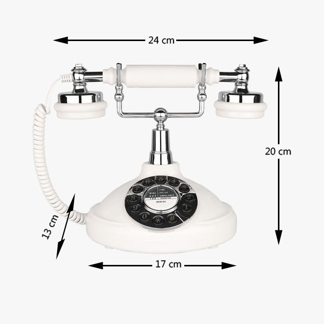 retro Landline Phone white made of ABS Antique fixed Telephone Old Corded redial for home office hotel bar reading room