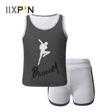 Kids Ballet Dance Costume Outfit Girls Boys Activewear Sleeveless Vest Tops With Shorts Set Fitness Exercise Dance Practice Wear