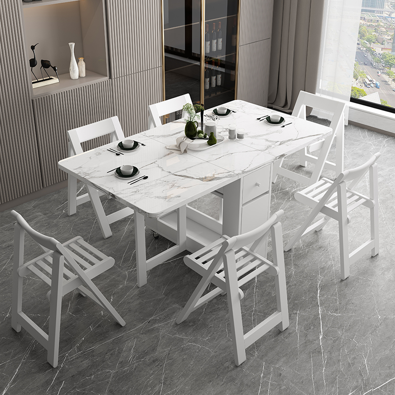 Fashion White color folding dining table furniture yemek masasi multifunctional rectangle dining table with 4 chairs