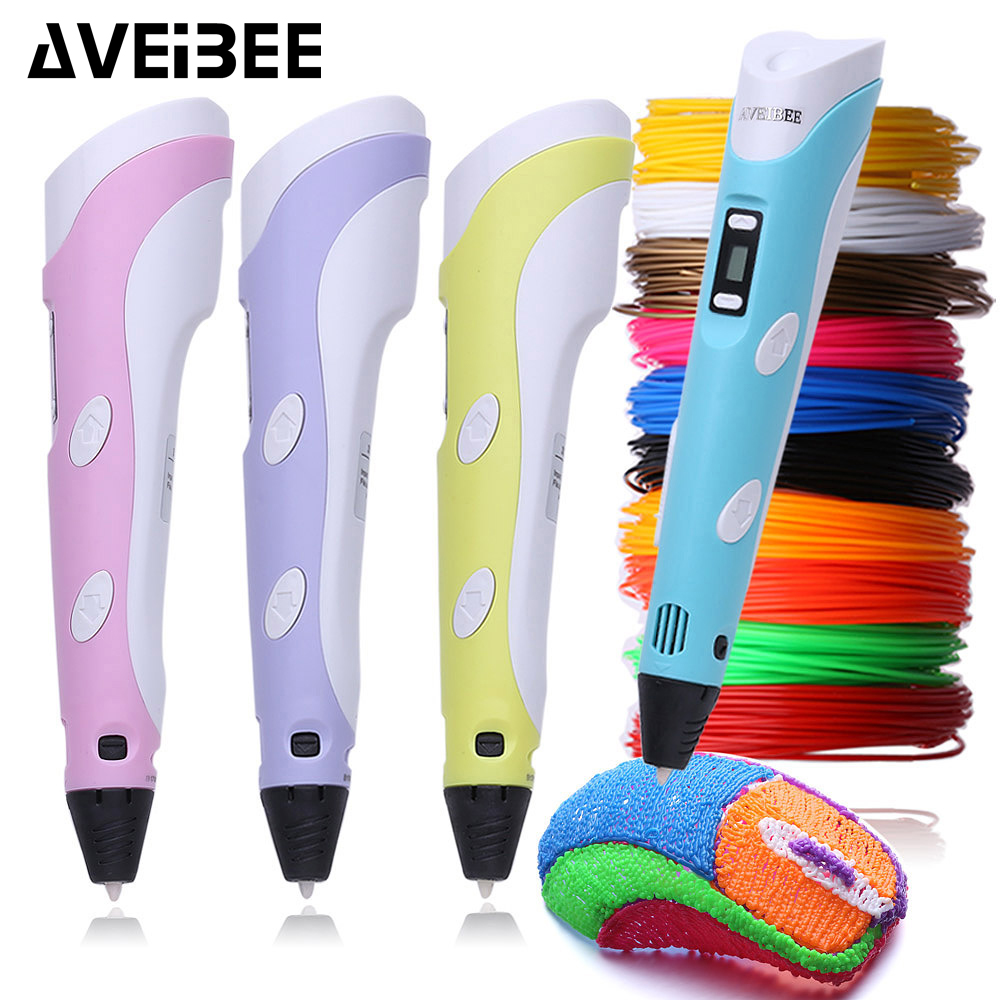 Birthday Gifts Brand Aveibee Model 3D Printer Pen With 1.75mm PLA Filaments 3 D Printing Pen Drawing Pens Original Design Toys