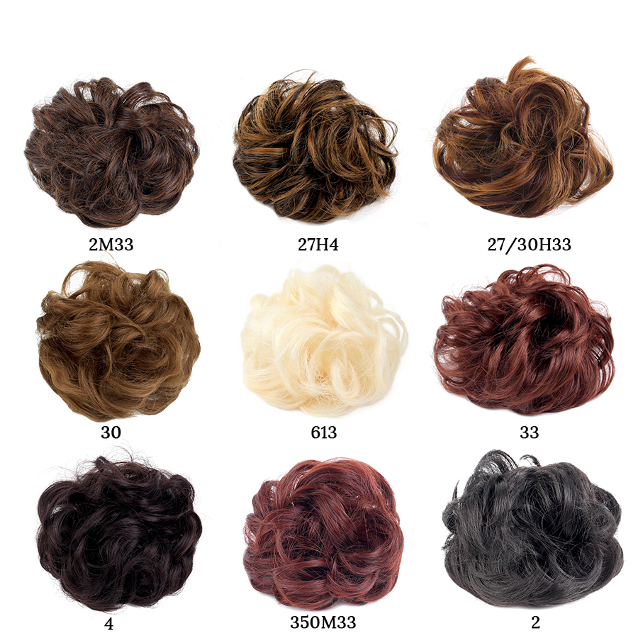 Alileader Beauty Girls Curly Scrunchie Chignon Hair Bun Synthetic Wave Hair Elastic Ring Wrap For Hair Bun Ponytails 7 Colors
