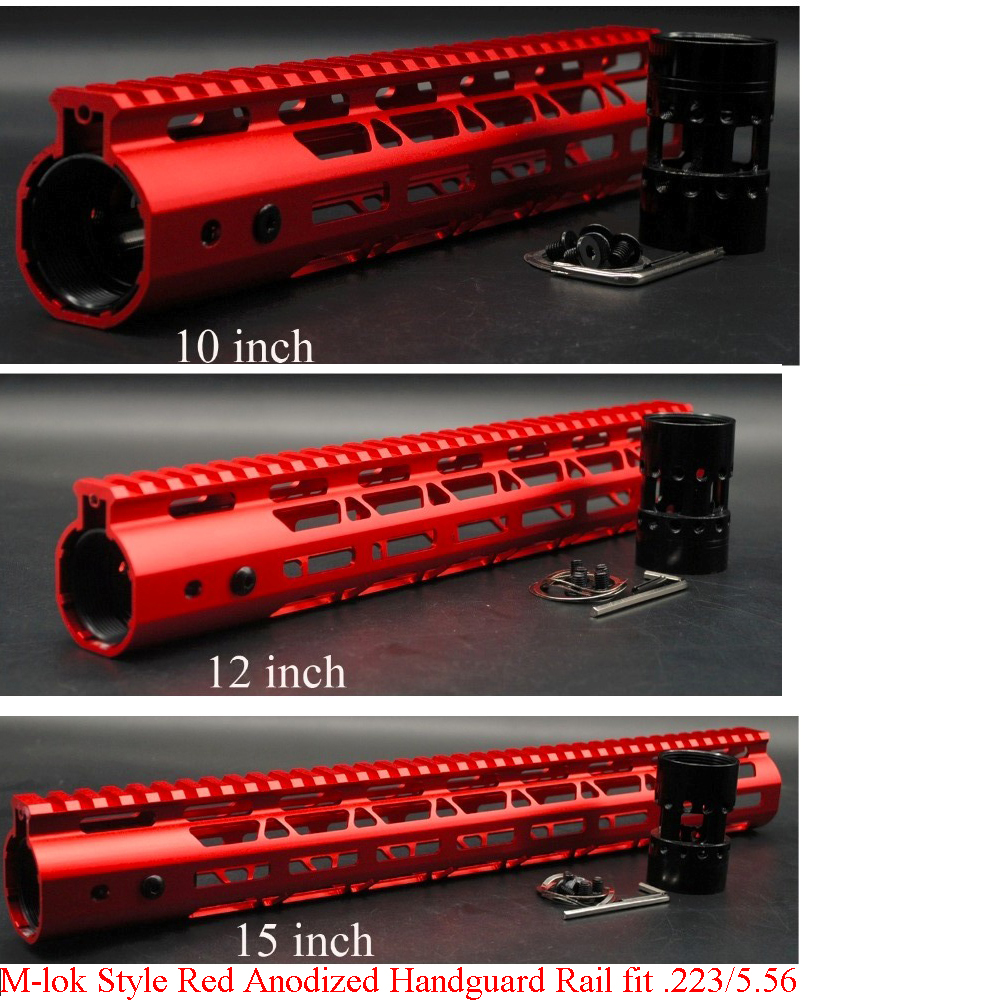 Aplus Ultralight AR15/M4/M16 Keymod / M-lok Handguard Rail Picatinny Free Float Mount System 7/9/10/12/13.5/15 inch_Chinese Red