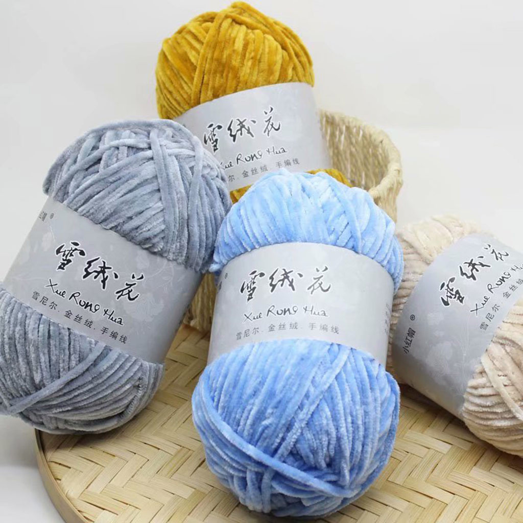 Gold Velvet Chenille Medium Thick Wool Thread Diy Crochet Sweater Scarf Line Thread Crochet Para Tejer Line Yarn 100g GK123