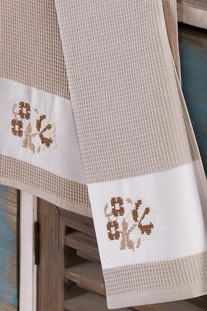 6 Piece Cross Stitch 45x70 cm Kitchen Towel | Drying Cloth | Mocha Hotel & Spa Quality, drying Towel, high-absorbency towe