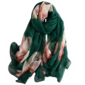 2020 designer brand floral print silk scarf summer women beach stoles big size pashmina female bandana foulard hijabs
