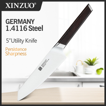XINZUO 5'' Utility Knife High Quality Kitchen Knives Germany 1.4116 Steel Vegetable Carving Paring Knife Ebony Handle Best Gift.