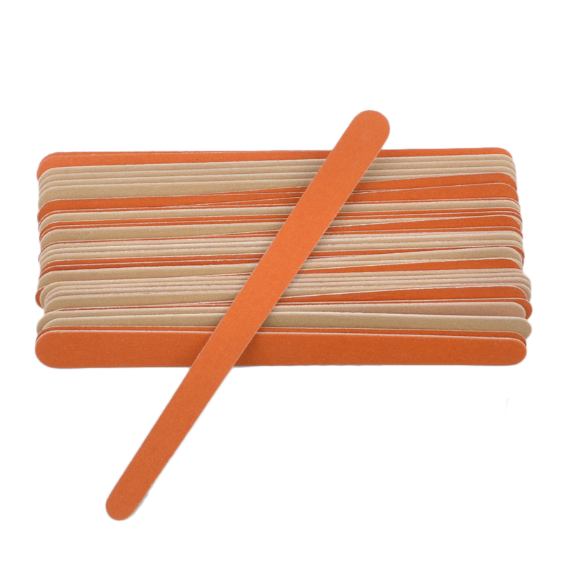 20pcs/lot Wood Nail File Orange Brown Double Side Nail Polish Blocks Sanding Buffer Tips Cuticle Remover Nail Care Tools