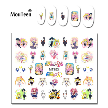 1 Sheet Nail MT153 Sailor Moon Sailor Chibi Moon Cartoon Nail Art Water Sticker Decal For Nail Art Decoration