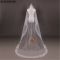 2020 Lace Edge Long Veil Wedding Champagne Bridal Veils 3 Meters White Cathedral Wedding Veil Cheap Voile De Marie