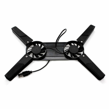 Laptop Desk Support Dual Cooling Fan Notebook Computer Stand Foldable USB Rack Holder Black