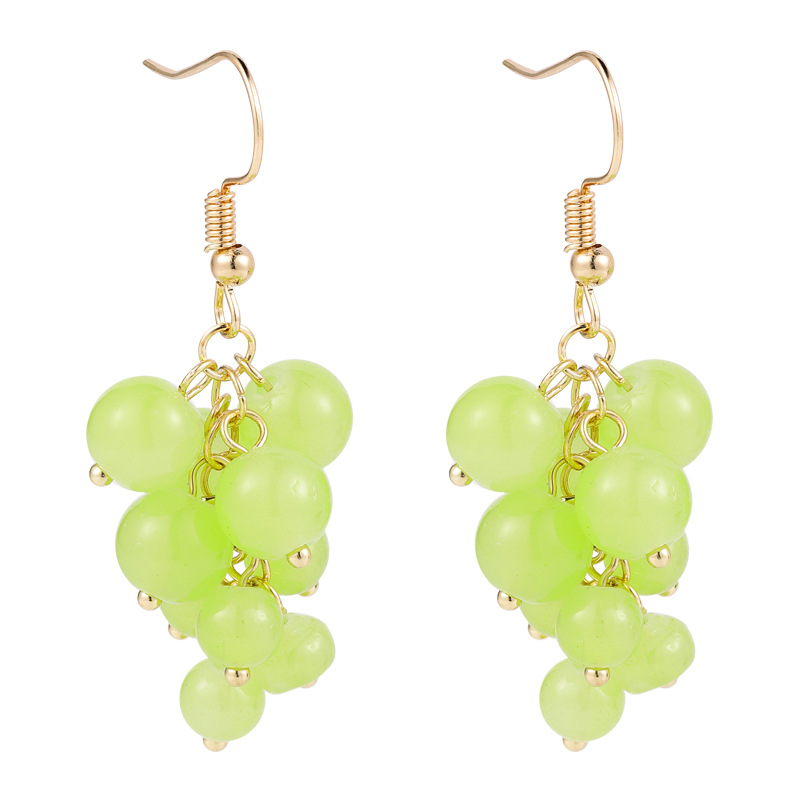 Sweety And lovely One Cluster Of Green Grapes Earrings Funny Fresh Fruit Accessories Pendientes Mujer Moda Oorbellen