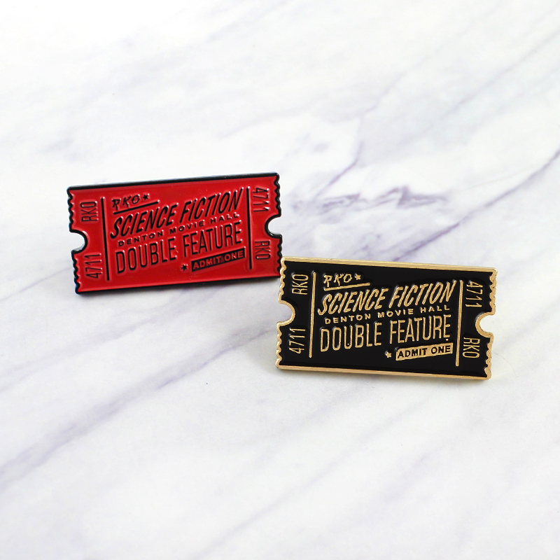 Red And Black Rocky Movie Ticket Rocky Horror SCIENCE FICTION DOUBLE FEATURE Enamel Pins Badge Brooches Jewelry Decorate