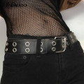 Punk Streetwear Wide PU Leather Women Belt Harajuku Double Holes Adjustable Belts