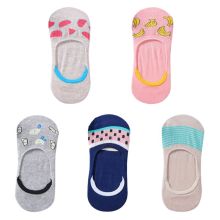 Women Girls Summer Low Cut Invisible Short Boat Socks Cute Watermelon Fruit Stripes Printed Non-Slip Silicone Cotton Hosiery