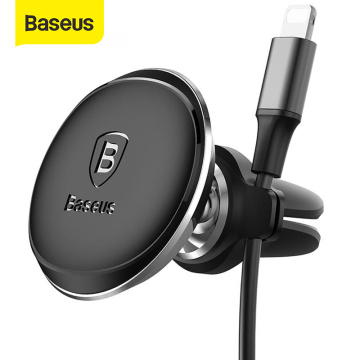 Baseus Magnetic Car Phone Holder 360 Rotation Air Vent Mount Mobile Phone Holder Stand with Cable Clip in car For iPhone X 8 7