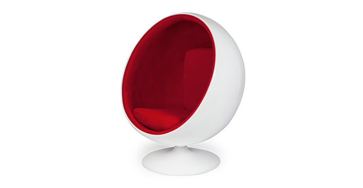 White fibreglass shell ball chair