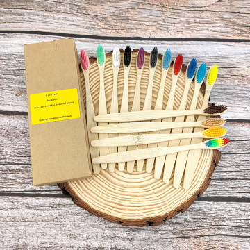 12 Pack Toothbrush Eco Friendly Bamboo Soft Fibre Toothbrush Teeth Brush Solid Bamboo Handle 100%Biodegradable