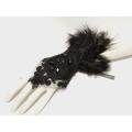 high quality The stage of hyperbole Dance show children wrist jewelry feathers white gloves adult female punk gloves