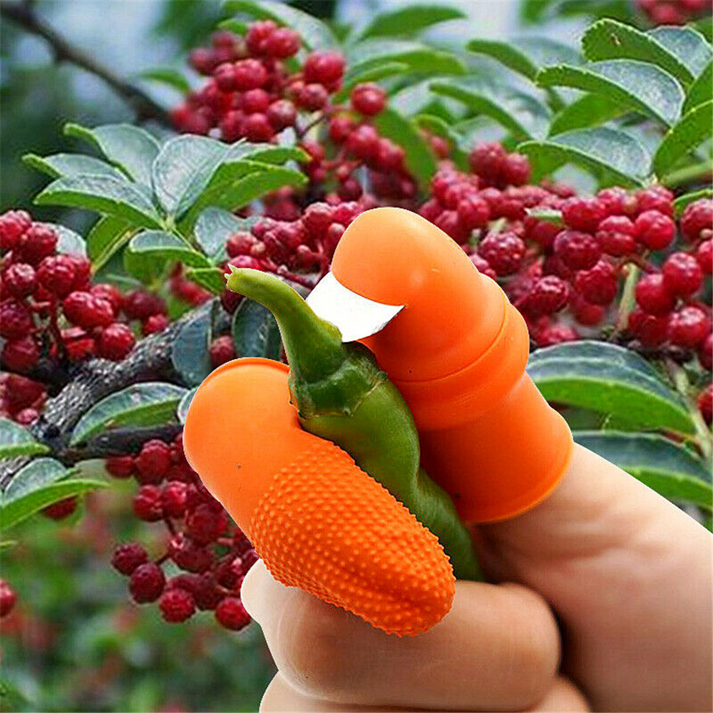 Silicone Thumb Knife Finger Protector with Blade Vegetable Fruits Harvesting Knife Plant Blade Scissors Cutting Garden Gloves