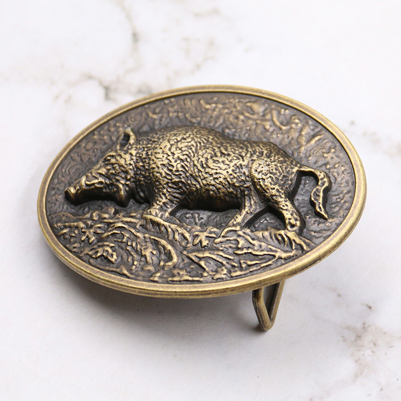Fashion Metal Carving Wild Boar Animal Pattern Alloy Belt Buckle Smooth Buckle DIY Logo Pig Jeans Accessories