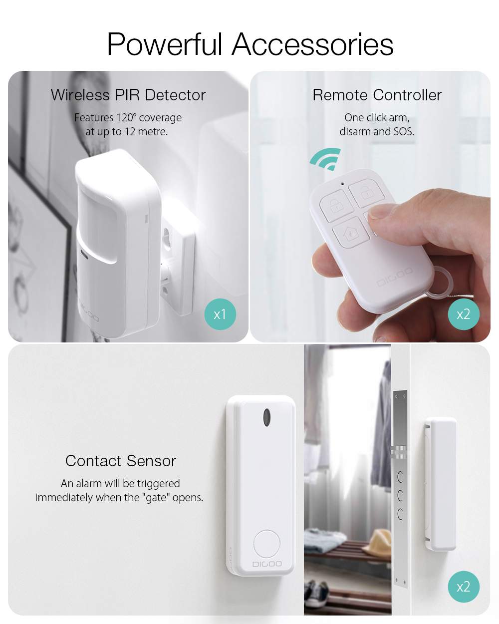 DIGOO DG-ZXG30 4G IOS Android 433MHz Wireless WIFI GSM RFID Card Smart Home Burglar Security Alarm Systems Kit Tuya APP Alert