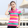 Ruoru M- 6XL Large Size Cotton Striped Ladies Polo Shirt Casual Slimming Short Sleeve women's Polo Shirt Fashion Polo Femme