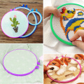 1pc Cross Stitch Circle Set DIY Craft Machine Round Loop Hand Cross Adjustable Embroidery Hoops Plastic Hoop Ring Random color