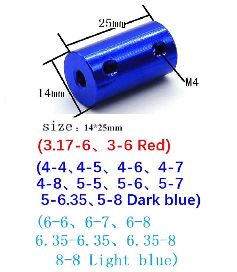 1pc Aluminum Coupling Bore 2MM 3MM 4mm 5mm 6mm 8mm 10mm 3D Printers Parts Blue Shaft Coupler Screw For Stepper Motor Accessories