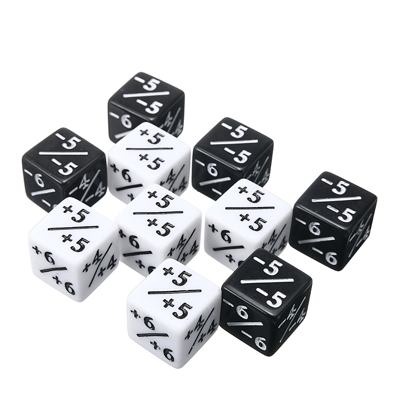 10x Counters Dice 5 Positive +1/+1 & 5 Negative -1/-1 For Magic Gathering Games Table Board Interesting Gaming Party Bar Dice