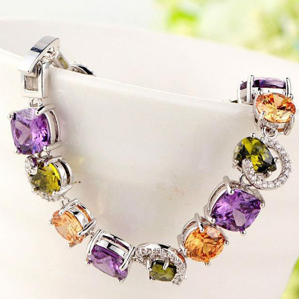 LUOTEEMI Fashion Meaningful Light Multi-Color Cubic Zirconia Bracelet Bangles Jewelry For Woman Wedding Accessories