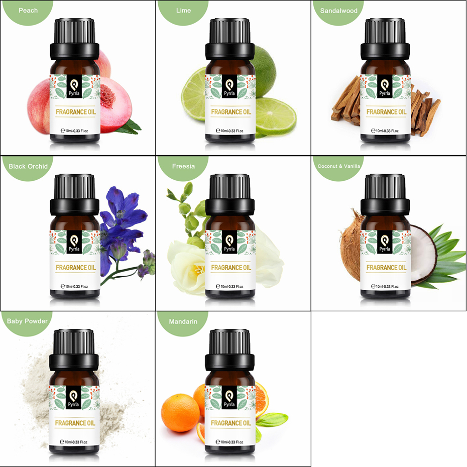 Pyrrla 10ml Essential Oils Cucumber Fragrance Oil For Aromatherapy Lamp Humidifier Citronella Fresh Linen Sandalwood Cedarwood