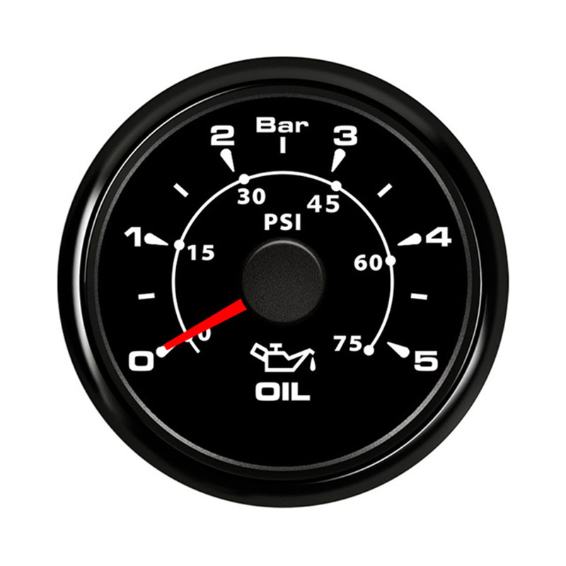 52mm Waterproof Oil Pressure Gauges 0-5 Bar 75 Psi Oil Press Meter with 8 Color Backlight Stainless Steel Bezel Gauge