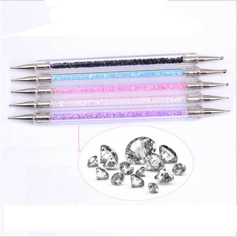 Dual-ended Nail Dotting Pen Crystal Beads Handle Rhinestone Studs Picker Wax Pencil Manicure Nail Art Tool
