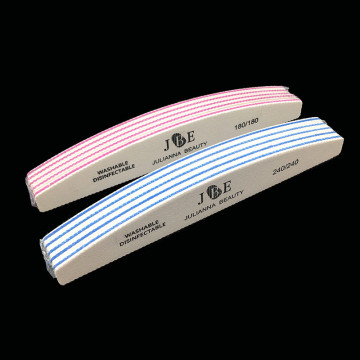 10 Pcs/lot White 180/240 Grit Nail File Buffer 2 Side Washable Nail File Professional Manicure Tool Sandpaper Half Moon Design