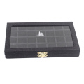 Colorful 28 Grids Clear Jewelry Tray Showcase Display Storage Linen Cases