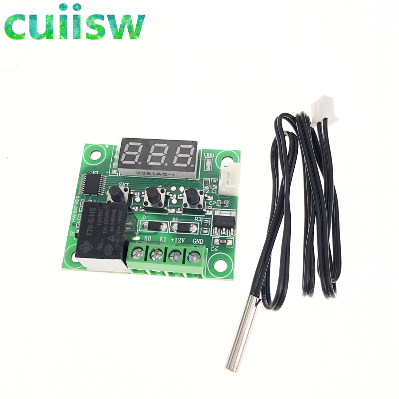 10pcs W1209 -50-100C DC 12V digital temperature controllear thermostat temperature control thermostat switch plate W1209