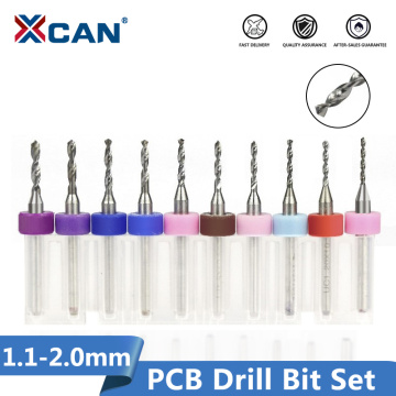 XCAN Import Carbide PCB Drill Bits 10Pcs 1.1mm-2.0mm Print Circuit Board Mini CNC Drilling Bit Set PCB Engraving Bit
