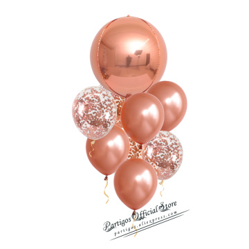 1 set 4D Rose Gold wedding decorations balloons Foil metallic shiny Stars globes Birthday Party Decor Supplies Helium ballons